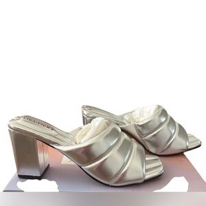 Sleek Silver Reflective Mules